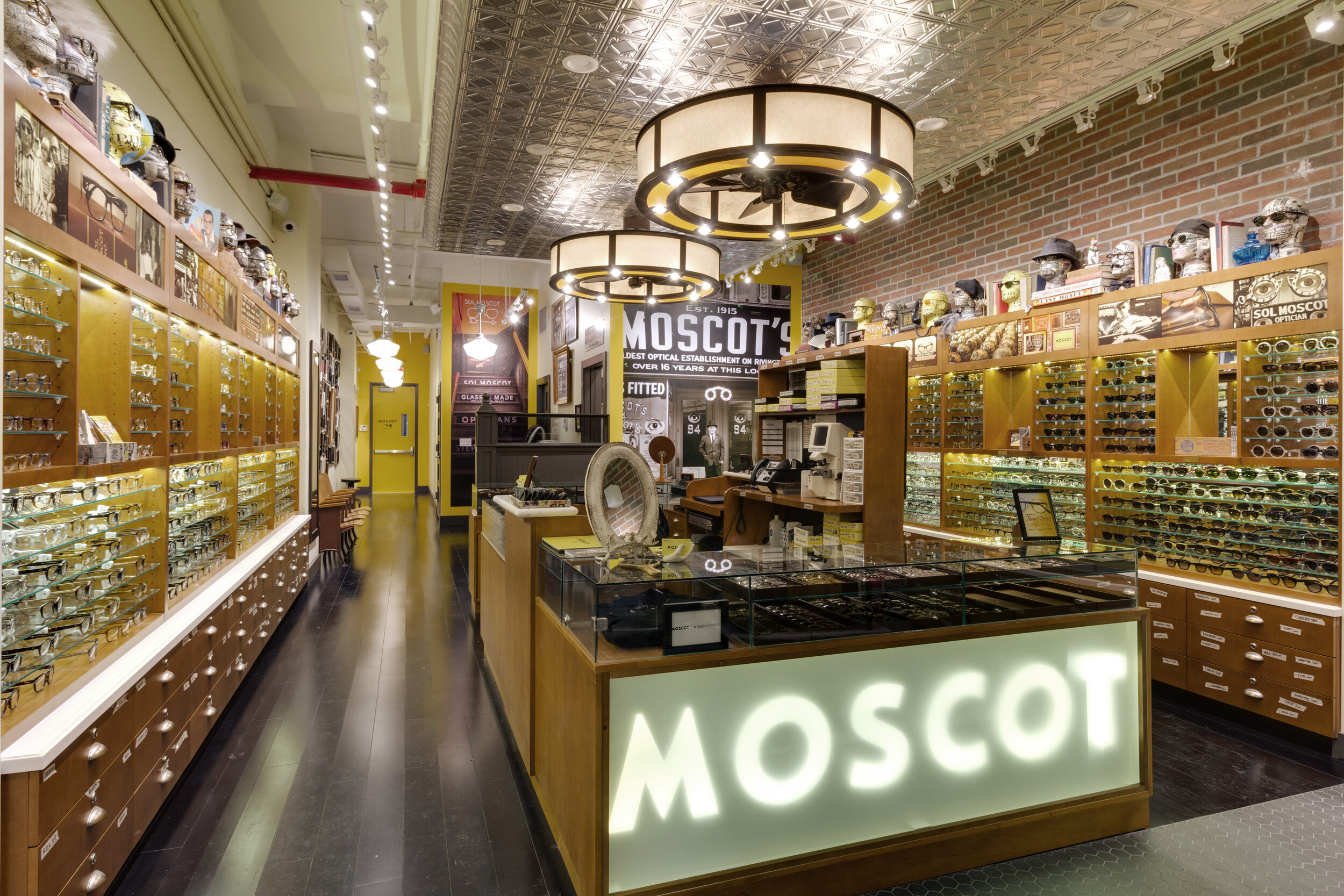 interior of moscot store at Chelsea Market 