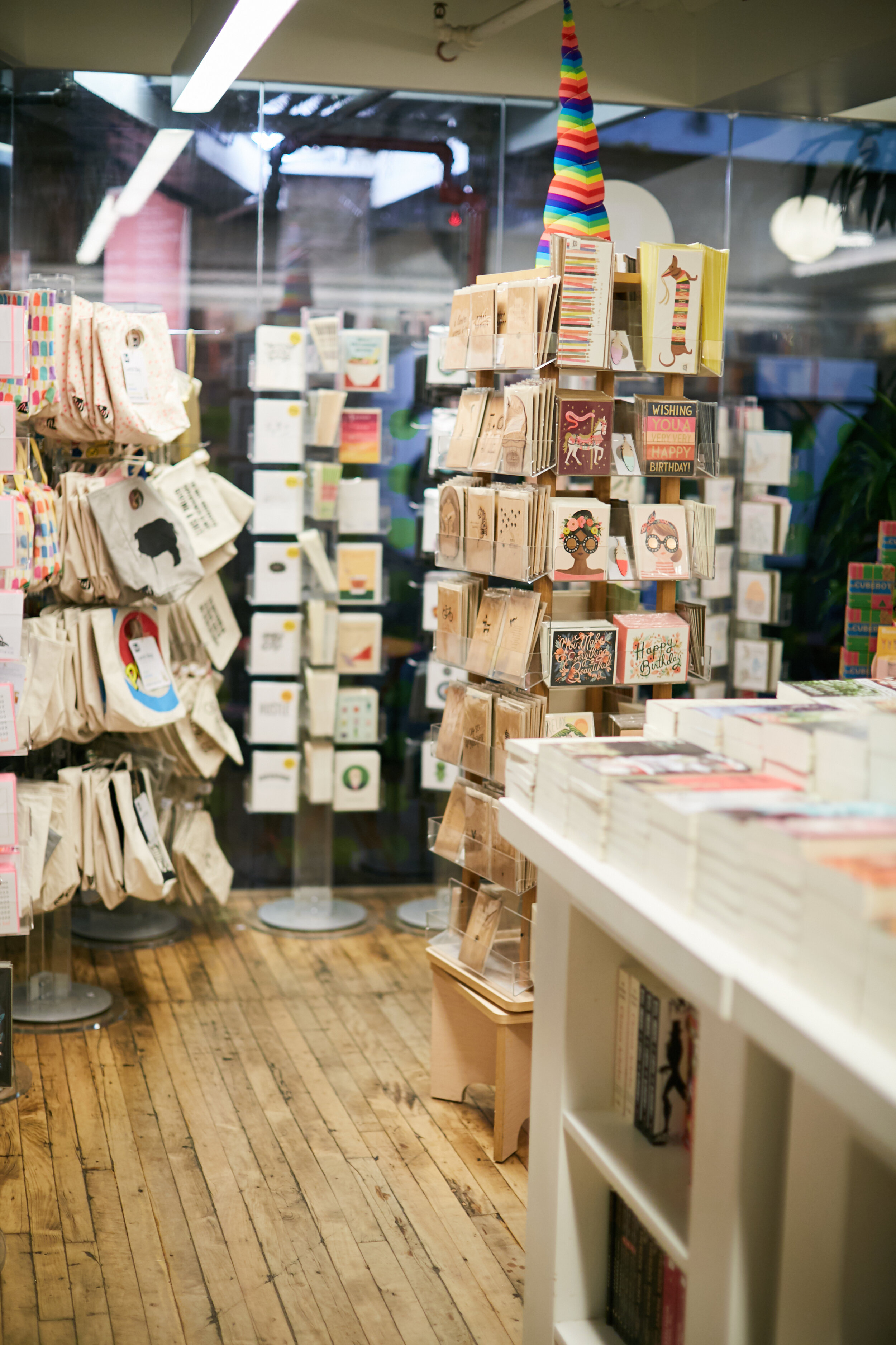 card stands and stand holding tote bags