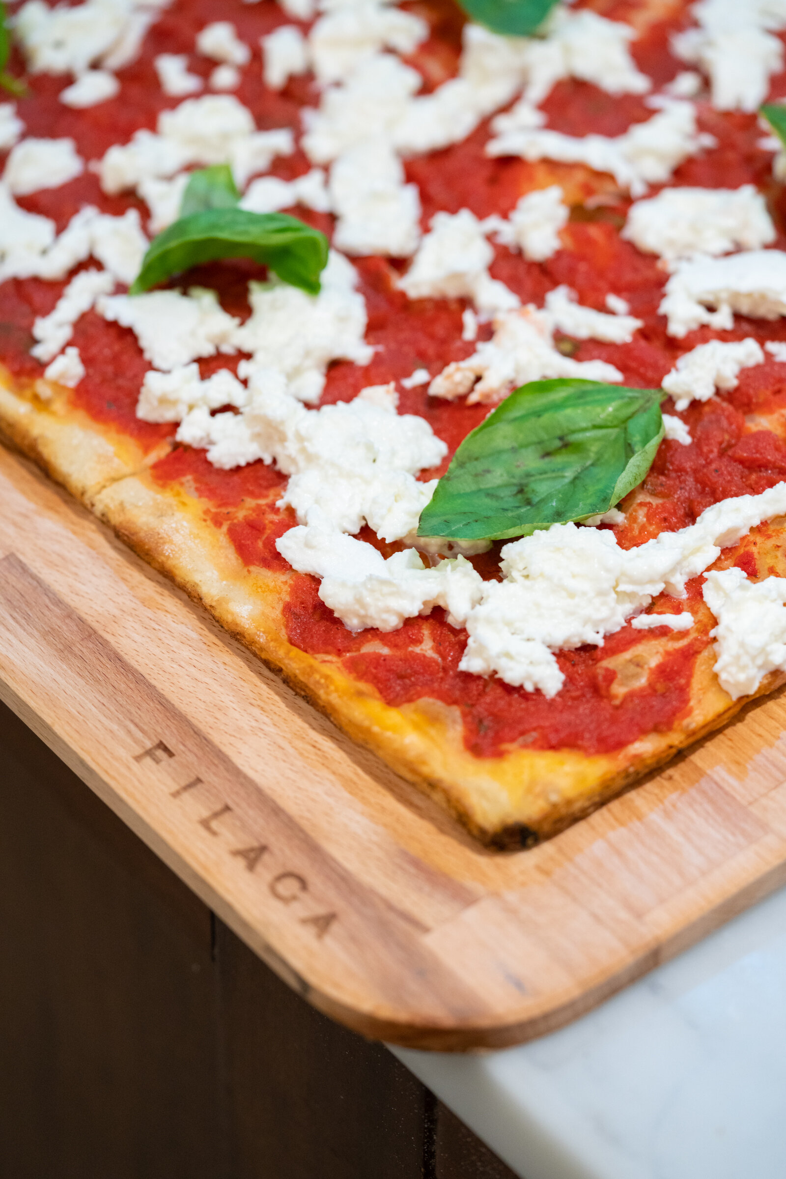 Pizza on a wood board 